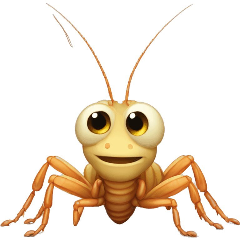 Beige Grasshopper centipede prawn adorable eyes long antennae emoji