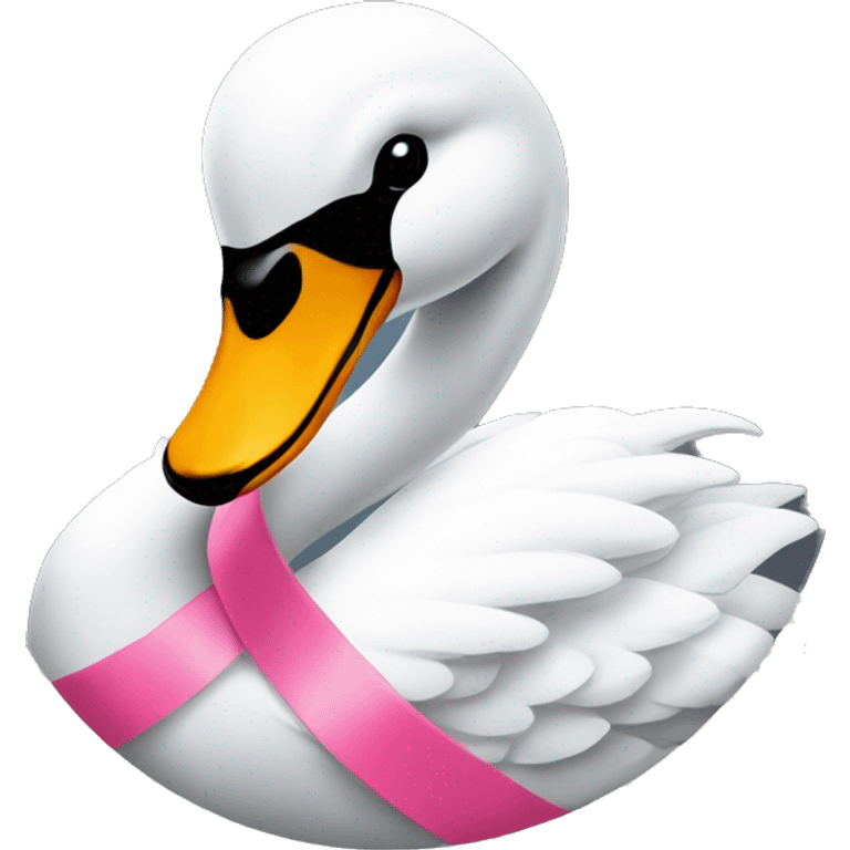 Swan with pink ribbon around its neck  emoji