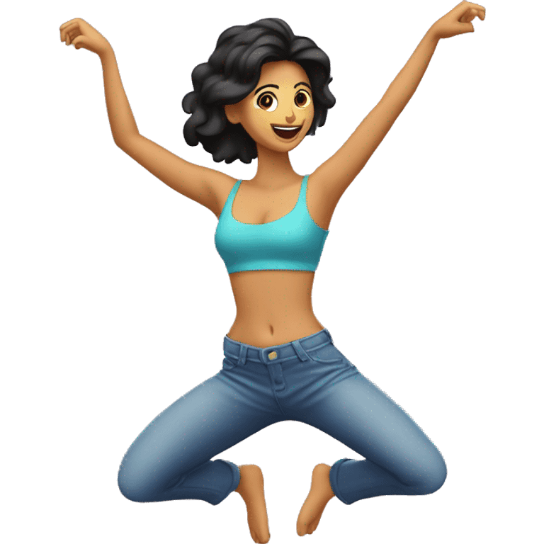 Chica morena bailando con los brazos abiertos  emoji