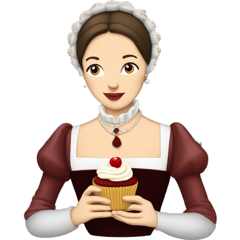 anne boleyn eating a red velvet cupcake emoji