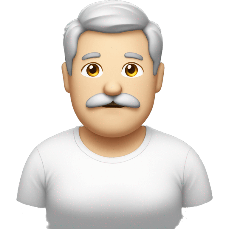 Fat man grey hair mustache fasting in white t-shirt emoji