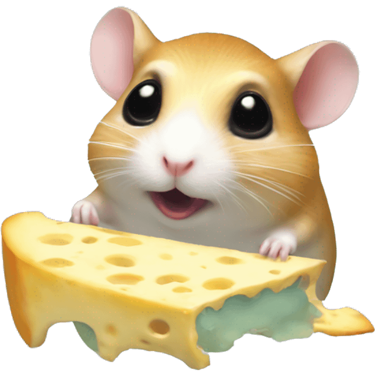 alien hamster in a ufo abducting cheese emoji