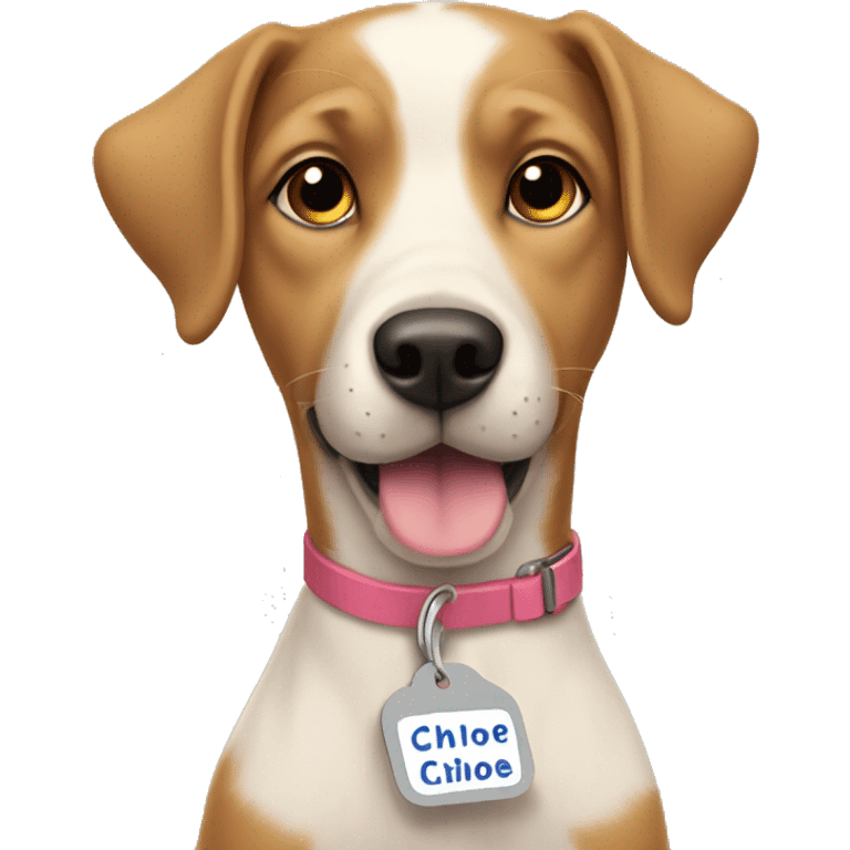 dog with name tag chloe emoji