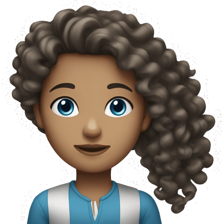 girl with long dark curly hair and blue eyes emoji