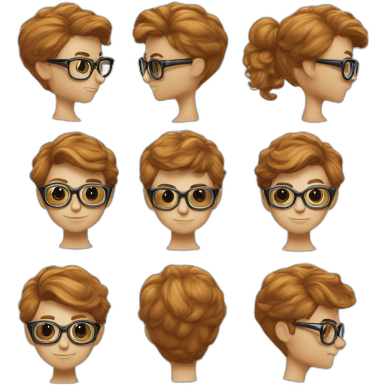 Garçon couleur caramel cheveux court degradé avec lunette emoji