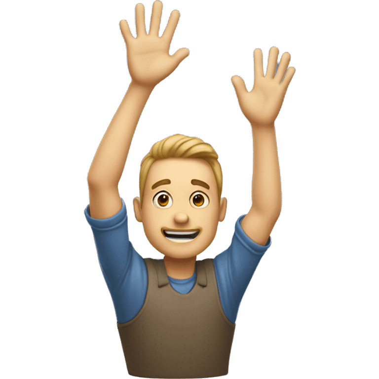 a man going for a high five emphatically from above his head and with an open mouth emoji