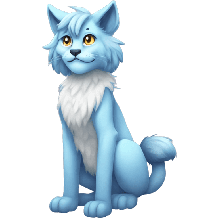 Anthropomorphic Anthro Pastel Blue Sona Lynx-Fakémon Furry Full Body emoji