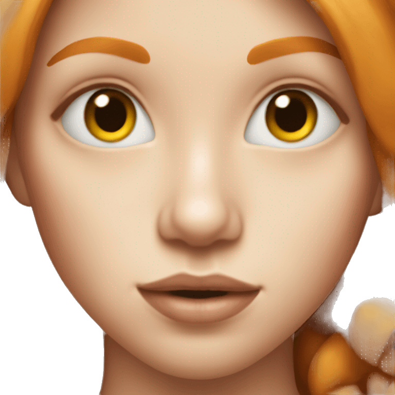 Ginger girl portrait with lips emoji