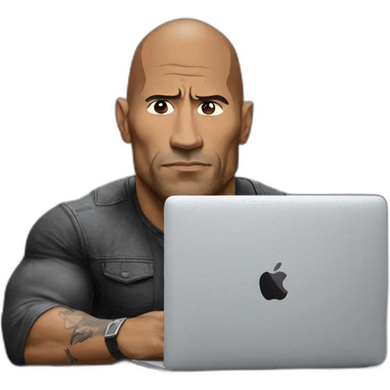 The rock with a MacBook thinking emoji