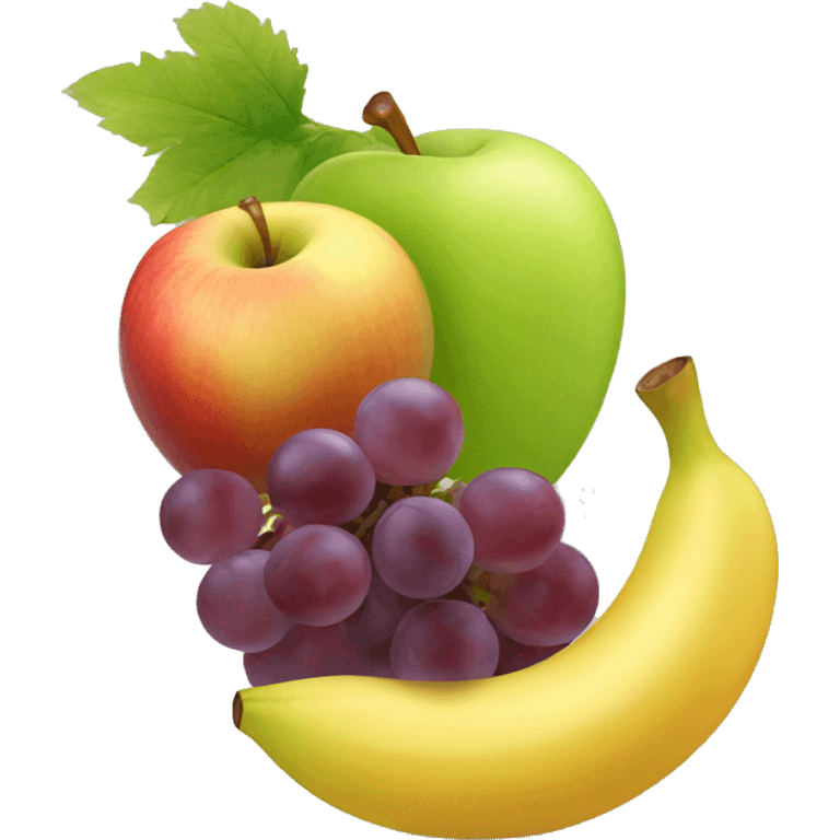 Apple, grapes and banana emoji