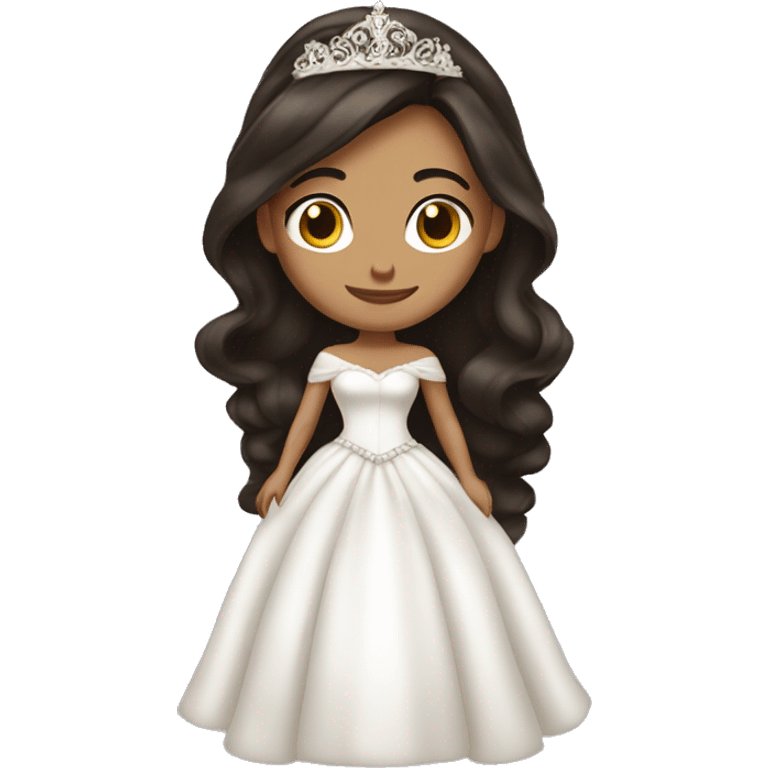 beautiful brunette princess in wedding dress emoji