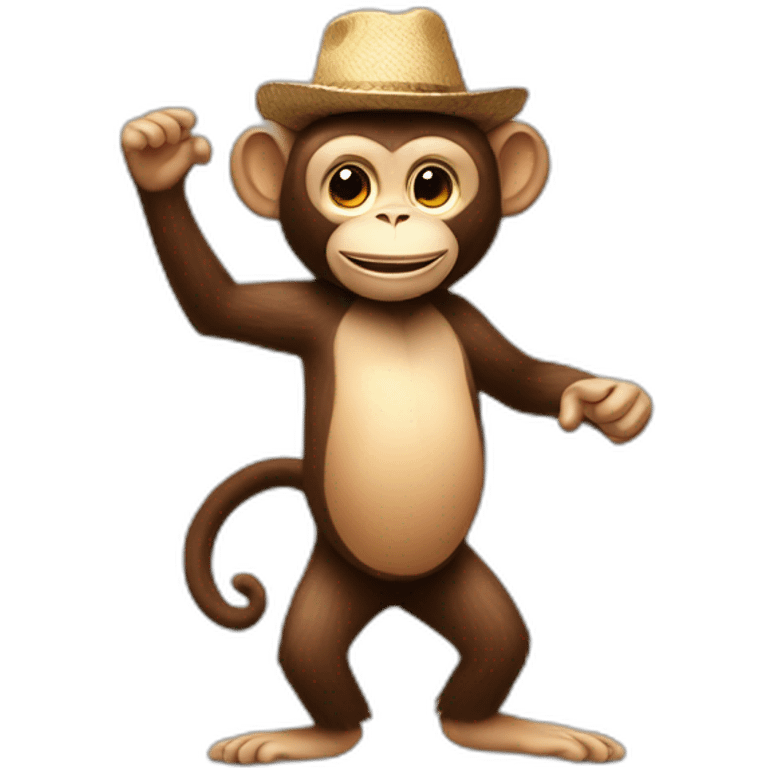 Monkey dancing with bongos and hat emoji