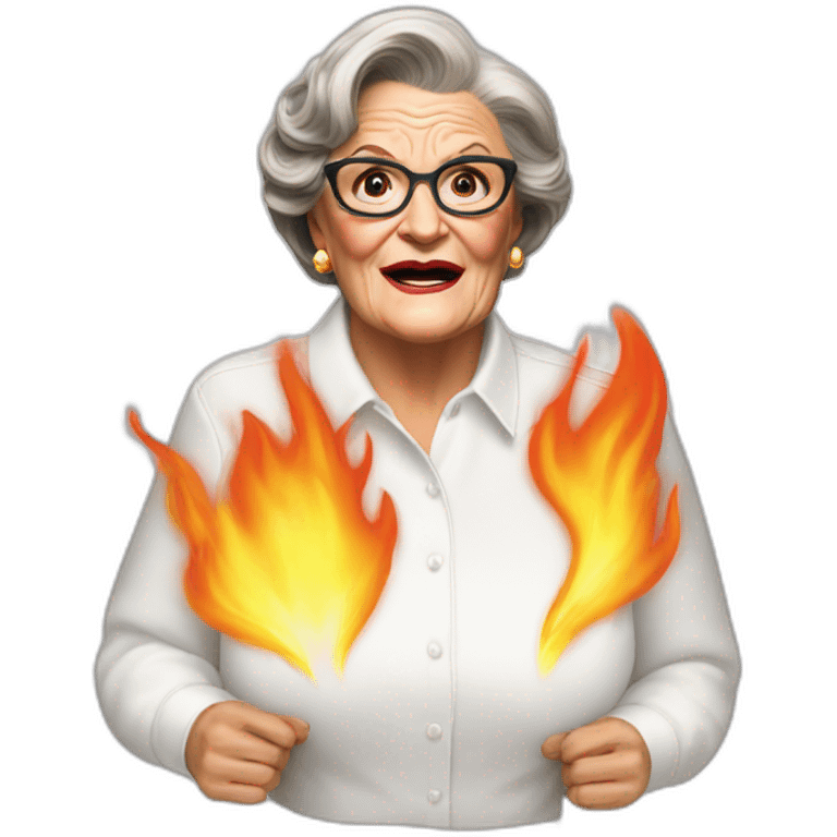 Mrs doubtfire white shirt on fire emoji