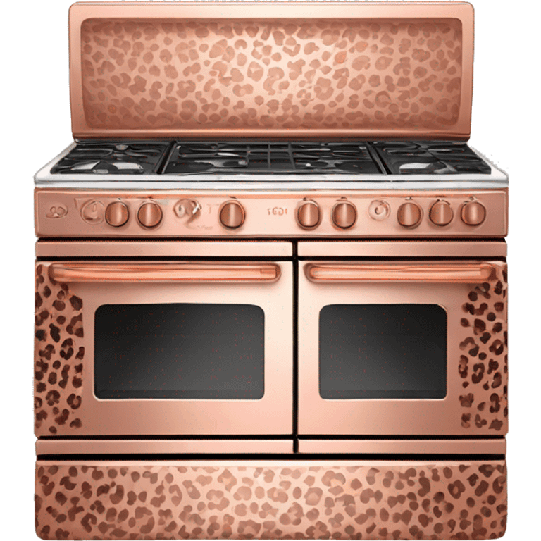 Realistic rose gold stove oven decorated in rose gold leopard print pattern. emoji