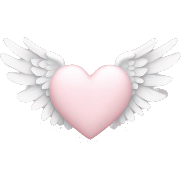 Pale pink heart with white angel wings emoji