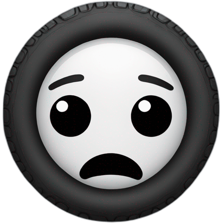 Tire-shaped sad face emoji