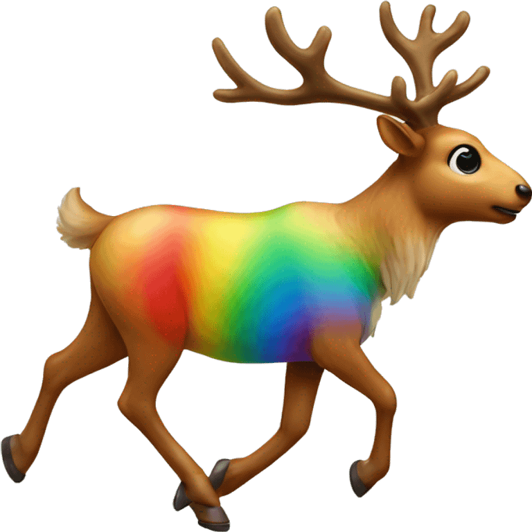 Rainbow colored raindeer walking like a person emoji