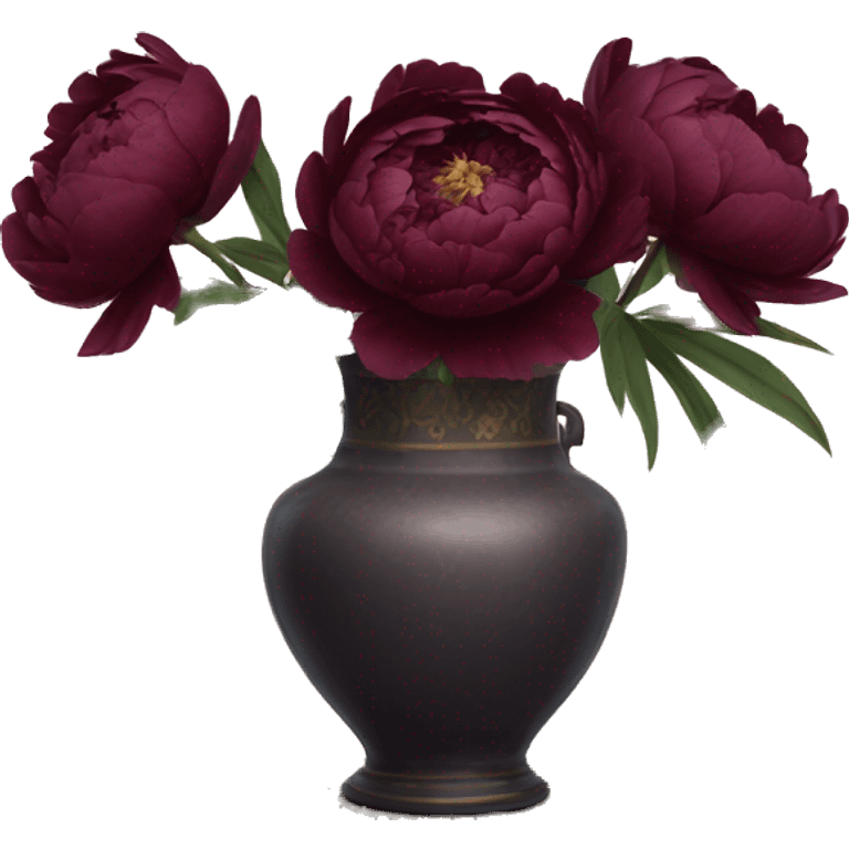 burgundy peonies in an aesthetic vase emoji