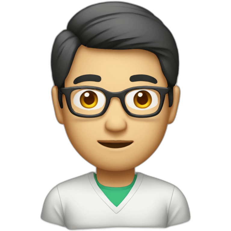 Apple style Asian developer with glasses emoji