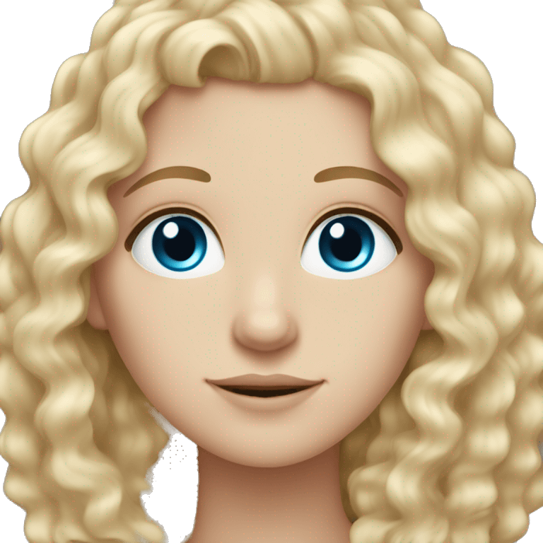 White Girl with curly blond hair and blue eyes  emoji