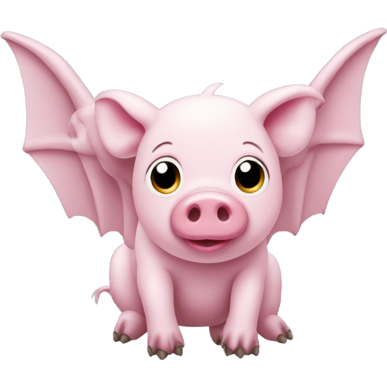 pink pig with grey pterodactyl wings emoji