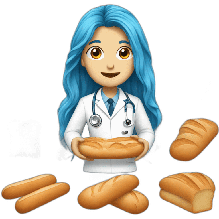 doctor blue long hair with breads emoji