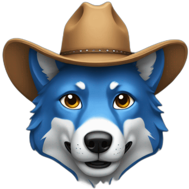 blue wolf with a cowboy hat emoji