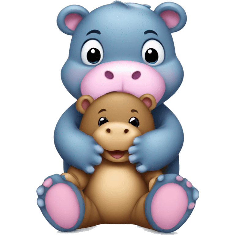 baby hippo hugging a teddy bear emoji