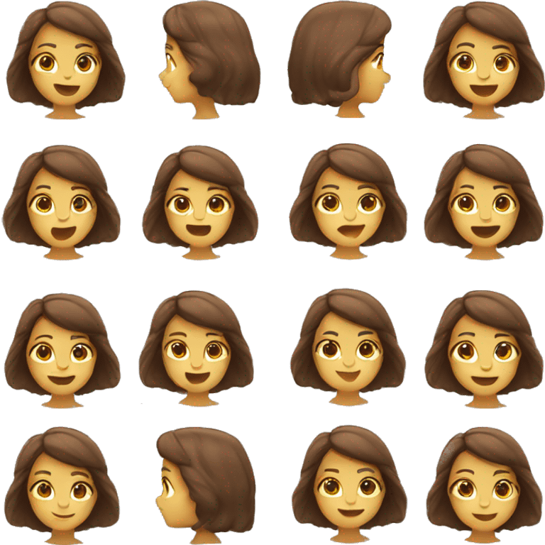 A brown hair women makes energetic emoji