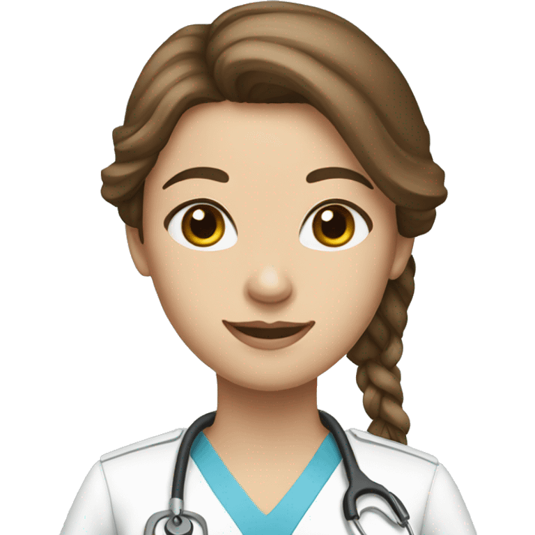 Nurse with long brown hair and blue eyes  emoji