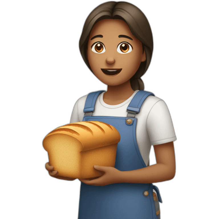 girl eating loaf of bread emoji