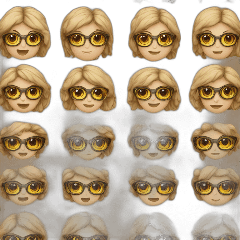 Mujer. Pelo blanco corto. Gafas. Ojos marrones  emoji