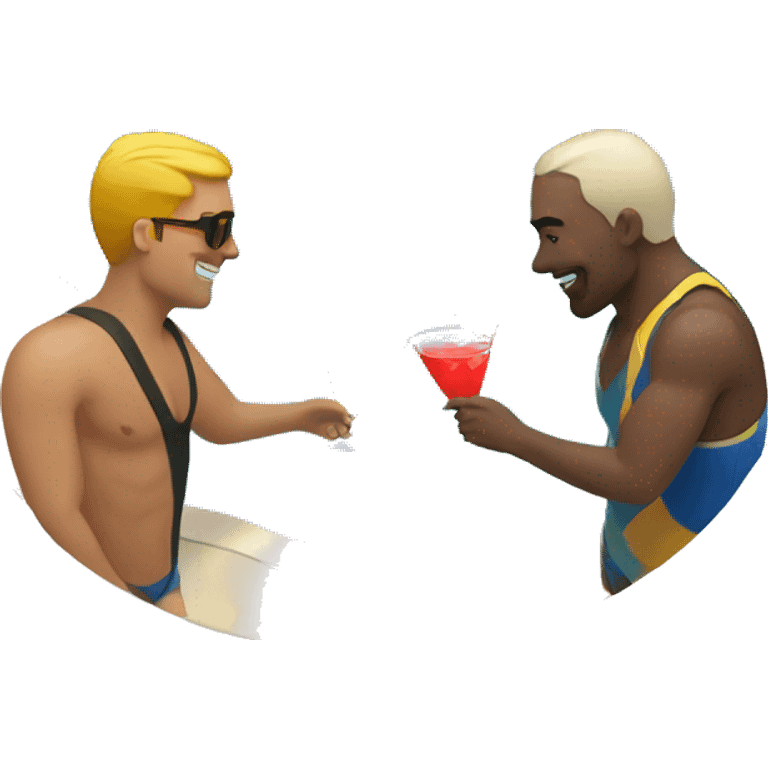 pool with two people and a cocktail emoji