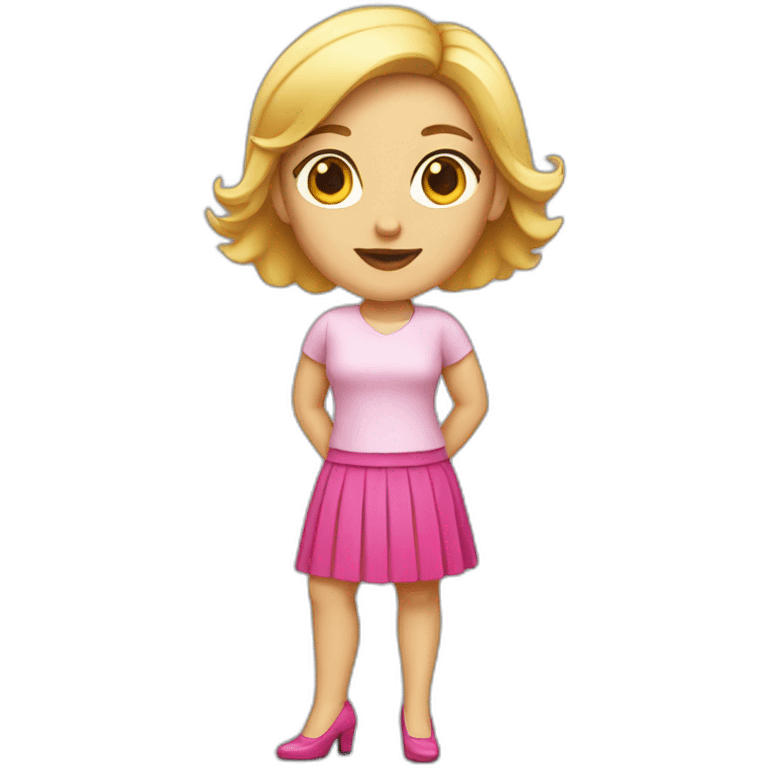 White woman in pink skirt and high heels emoji