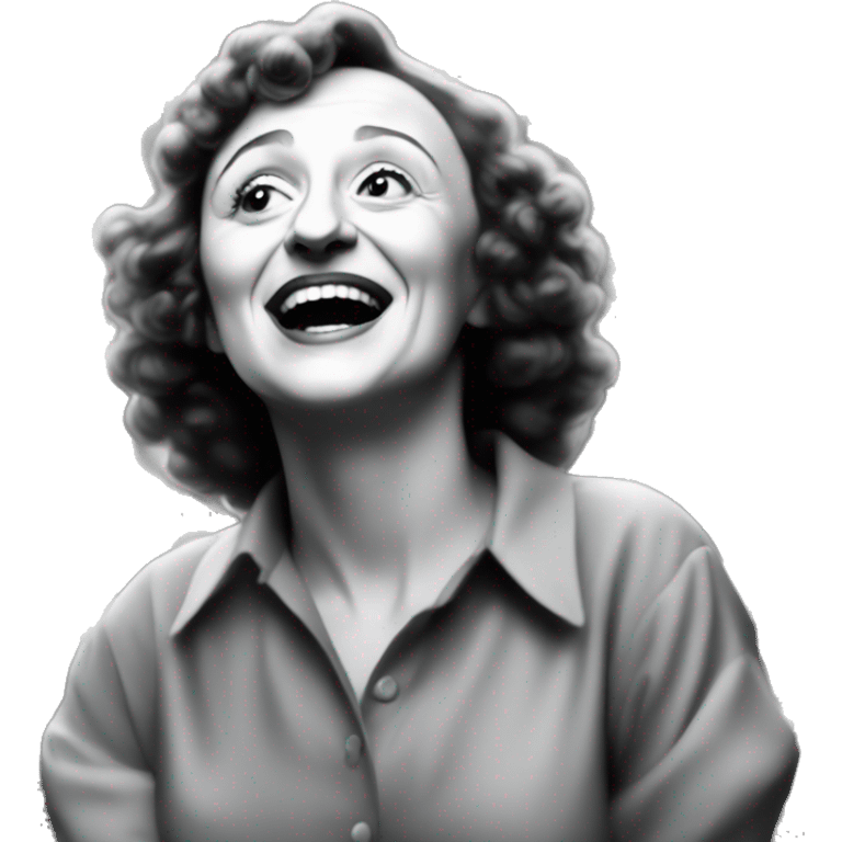 black and white emoji, in clasic emoji style, EDITH PIAF young, actres emoji