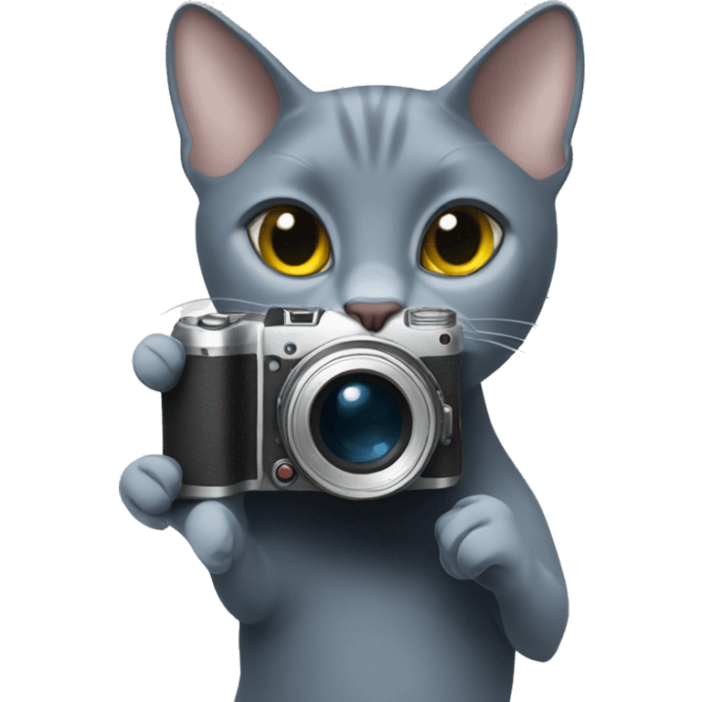 Russian blue cat taking pictures  emoji