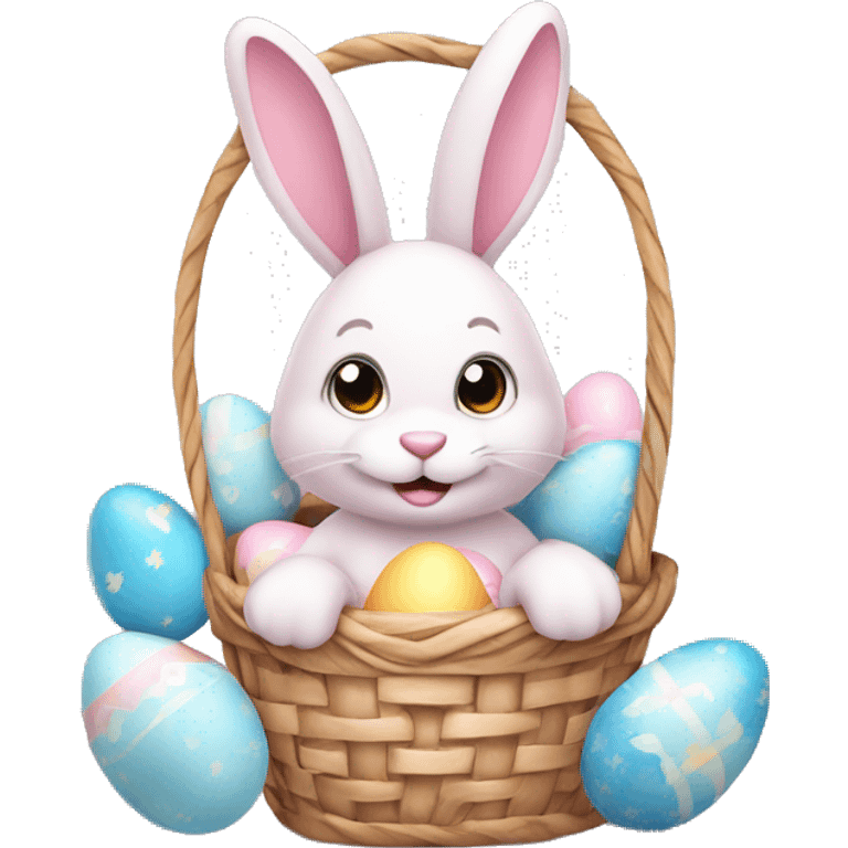 easter bunny with egg light pink basket emoji