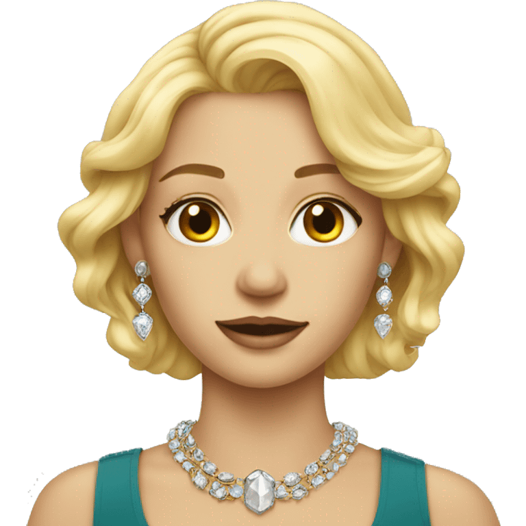 blonde girl portrait with jewelry emoji