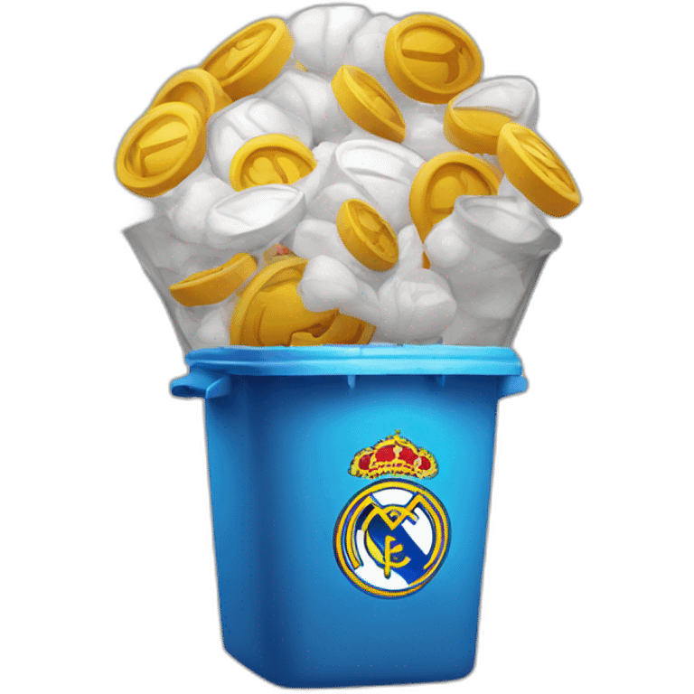 La logo du Real Madrid dans une poubelle emoji