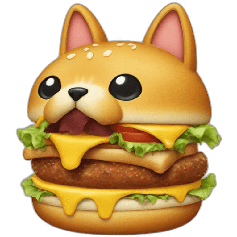 A cat eats a dog burger emoji