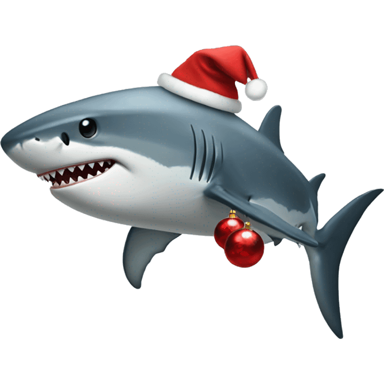 Shark with Christmas clothes on emoji