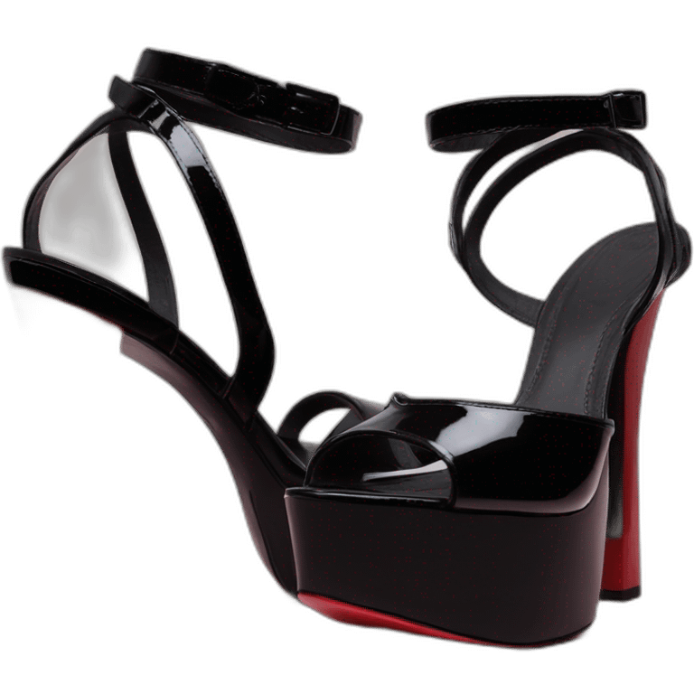 One view back Black Patent Leather Daffodile Platform Heels emoji