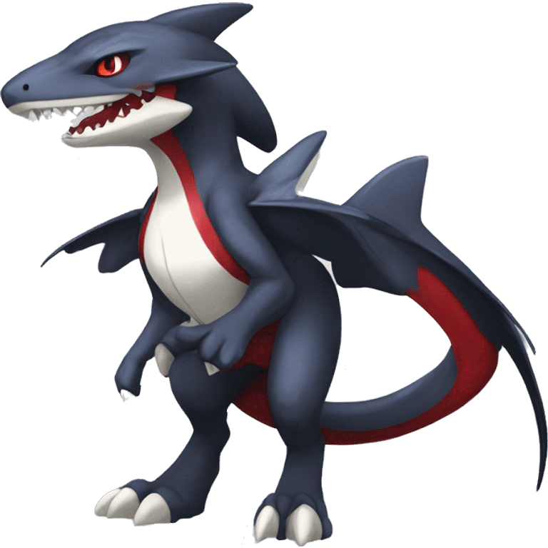 Black Cool Edgy Anthro Sharpedo-Sergal-Garchomp-Fakémon  with White and Red Edgy markings emoji