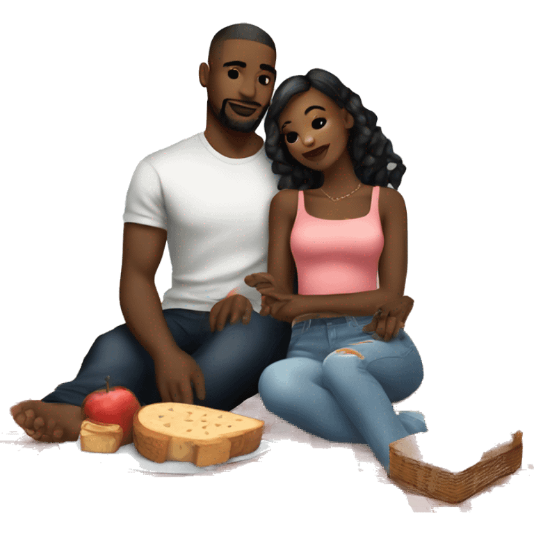 Romantic picnic date for beautiful tattooed couple emoji