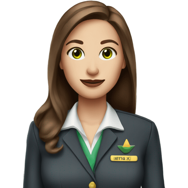 Female flight attendant long brown hair green eyes pencil skirt  emoji