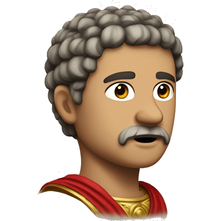 Create an emoji of a Roman emperor, wearing a laurel wreath and a red toga with gold trim. He has a stern expression, short hair, and a dignified, authoritative look emoji