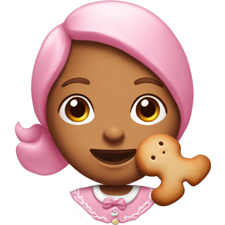 pastel pink gingerbread girl realistic with light bread  emoji