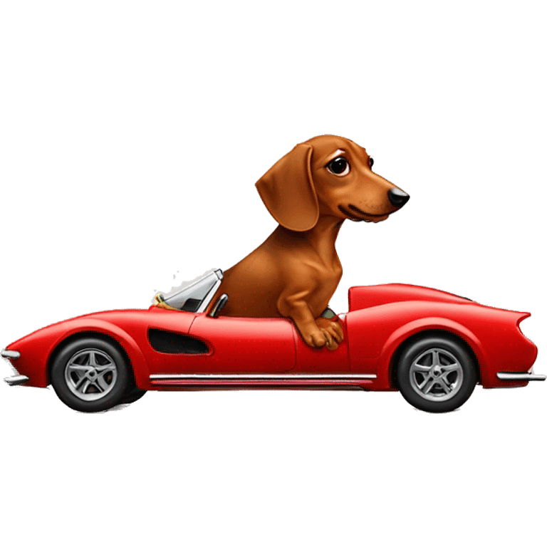 daschund in ferrari emoji