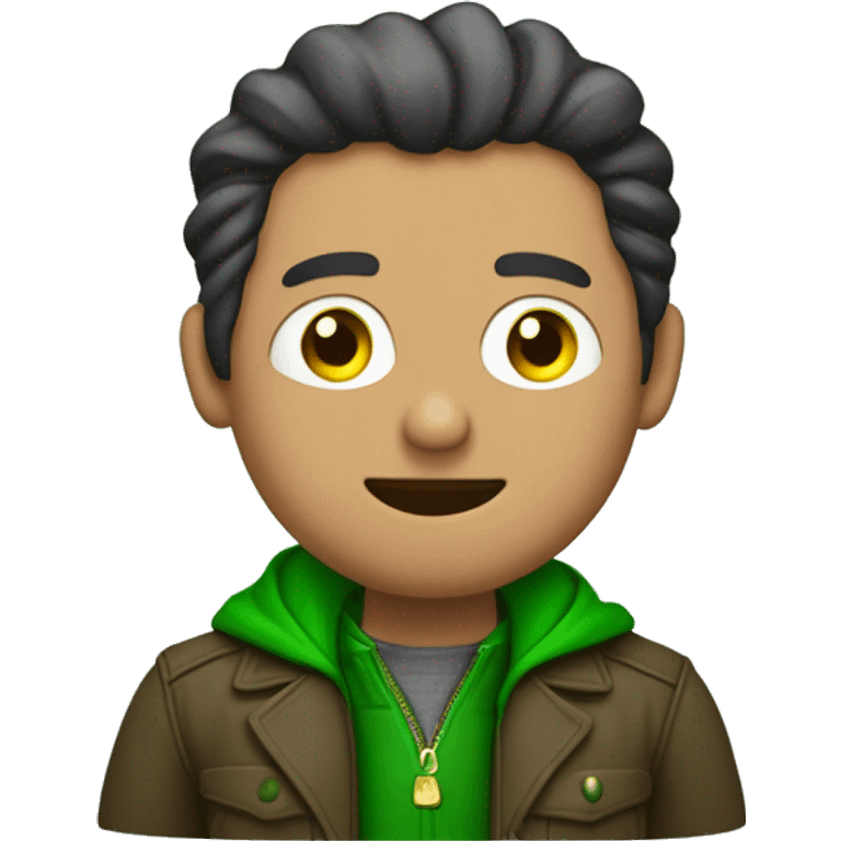 hombre con ojos verdes y chaqueta de cuuero  emoji