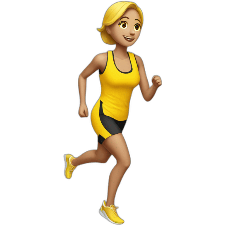 Mujer Runner vestido de amarillo de lateral emoji